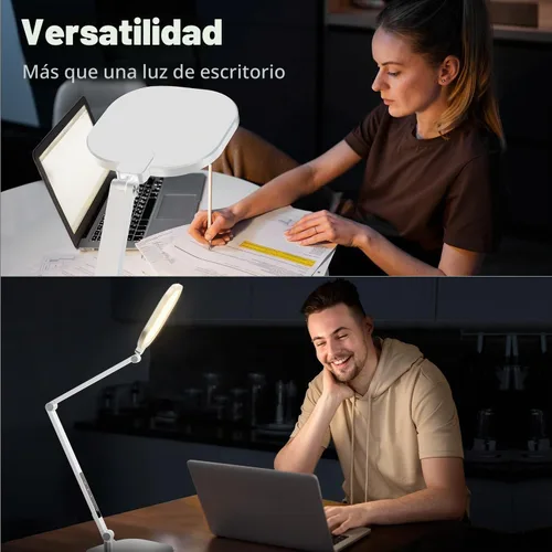Vista 2 de Lámpara de escritorio LED para oficina en casa, luz de escritorio para videollamada, luz de computadora de 3 temperaturas de color y 10 niveles