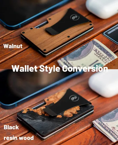 Vista 5 de Chosmoos - Cartera minimalista para hombre con clip para dinero, ligera y delgada
