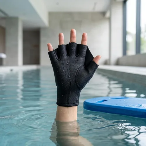 Vista 4 de BESPORTBLE Guantes de malla acuática para natación, entrenamiento acuático, resistencia al agua, ajuste acuático de entrenamiento acuático, palas