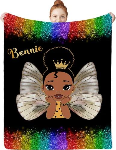 Vista 20 de Artsadd Manta facial personalizada de princesa para niñas, personalizada con cara de niños, manta personalizada para niños, nombre de foto de bebé