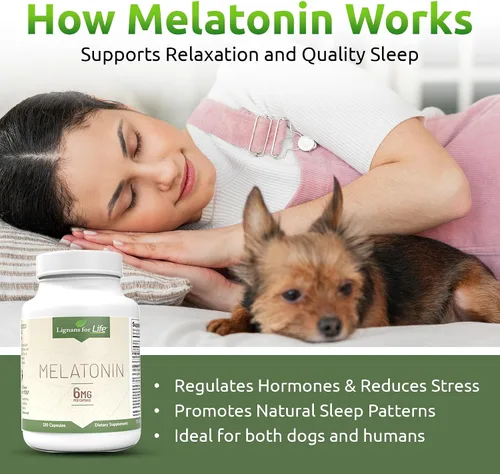 Vista 3 de Lignans for Life Melatonina para perros y personas, 6 mg - 120 cápsulas