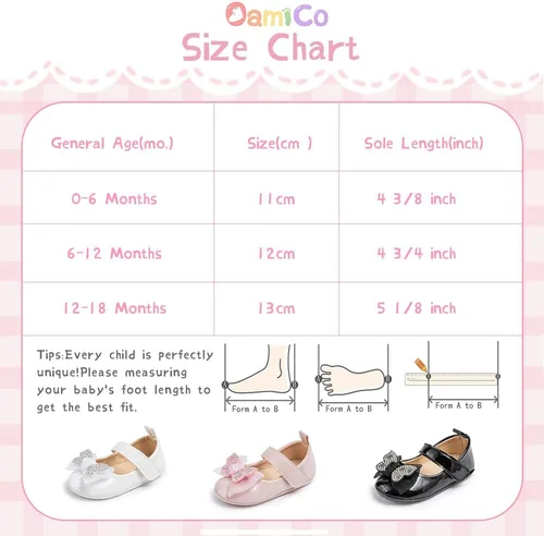 Vista 6 de Zapatos planos Mary Jane para bebés y niñas, suela de goma antideslizante con Bownot para primeros pasos, zapatos de vestir de boda de princesa