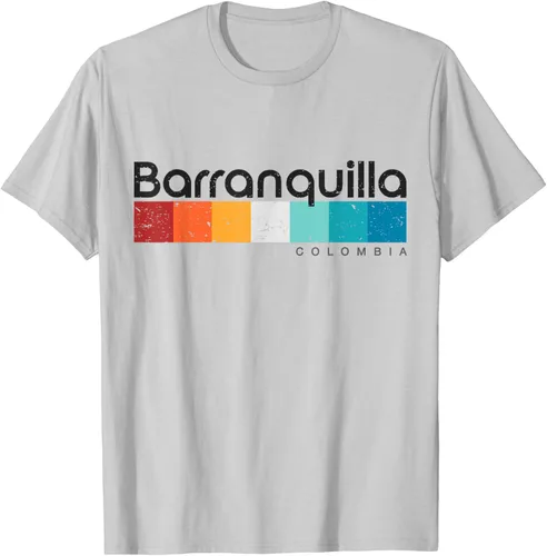 Vista 69 de Barranquilla Colombia - Camiseta de diseño vintage de estilo retro, Blanco, S