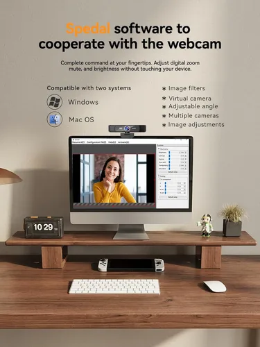 Vista 7 de Spedal Cámara web 4K con trípode, cámara web USB gran angular de 120°