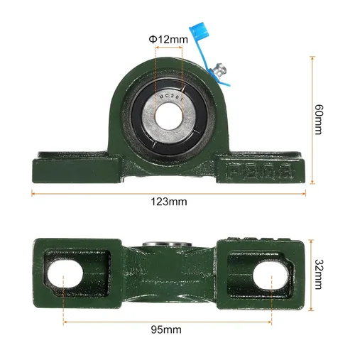 Vista 2 de uxcell 2pcs UCP201 Cojinetes de bloque de almohada de 0.472 in de diámetro propio, base de hierro fundido sólido montado rodamientos de acero cromado