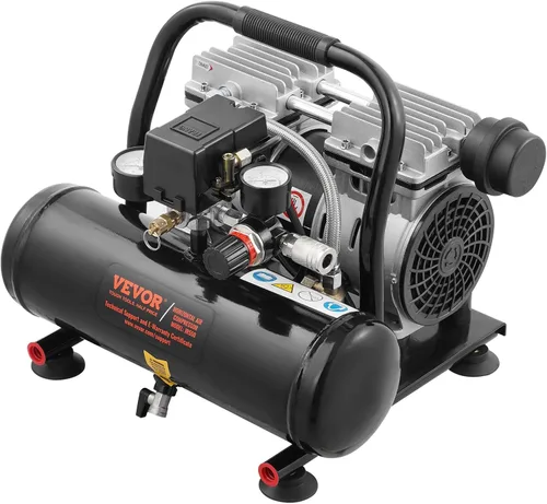 Vista 9 de VEVOR Compresor de aire, tanque de acero de 1 galón, compresor de aire libre de aceite de 1 HP 1.5 CFM a 90 PSI y presión máxima de 120 PSI