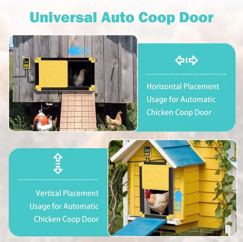Vista 6 de Aivituvin Puerta automática de gallinero con calefacción, abridor automático resistente a la intemperie para gallineros/carreras de patos, modos