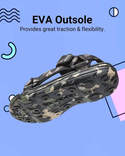 Vista 4 de Sandalias para niños y niñas, zapatos de verano con correas ajustables, sandalias deportivas resistentes al agua para niños pequeños y grandes