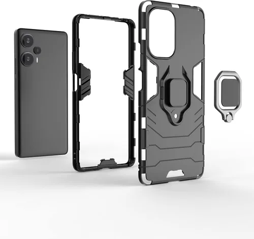 Vista 5 de Funda para Xiaomi Poco F5 5G, soporte magnético para automóvil para Xiaomi Poco F5 5G 23049PCD8G/Redmi Note 12 Turbo 5G 23049RAD8C0 Case Negro