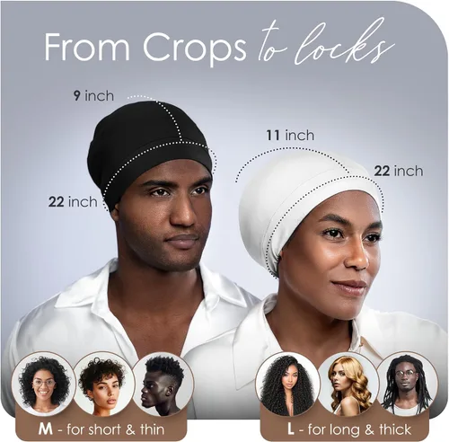 Vista 6 de CAPLORD Gorro de satén para dormir, envoltura de pelo rizado para hombres, gorros de seda ajustables para mujeres, gorro de seda para el cabello
