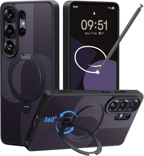 Vista 12 de CASEKOO - Carcasa para Samsung Galaxy S26 Ultra, 360 Spin Stand Fit for MagSafe, 18FT MIL-STD Protection, Shockproof Invisible Ring Holder Matte