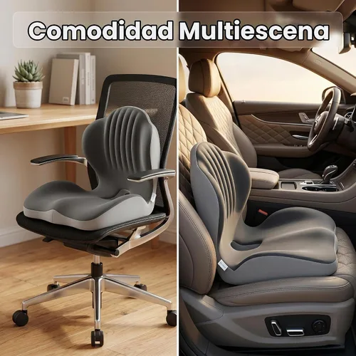 Vista 5 de Cojín de asiento de espuma viscoelástica en forma de L para automóvil, cojín de asiento ergonómico para aliviar el dolor, parte inferior
