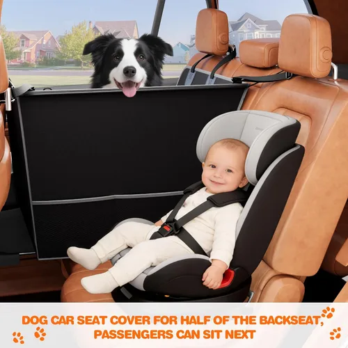 Vista 4 de njnj Funda de asiento de coche para asiento trasero de perro - Impermeable para perros de media hamaca para autos, protector de asiento trasero