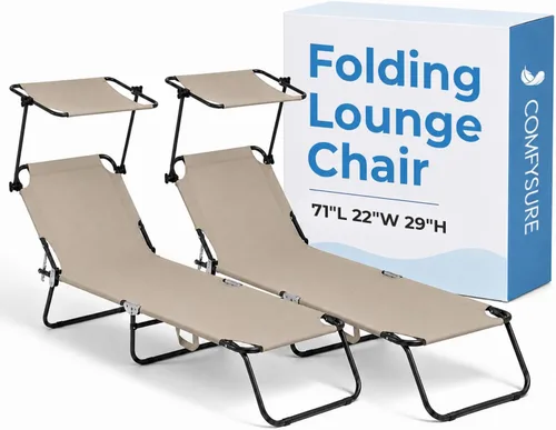 Vista 10 de ComfySure Sillón plegable para exteriores con dosel, silla de playa portátil y ajustable, 5 posiciones, asas de transporte, tela 600D, capacidad
