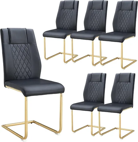 Vista 19 de Sillas De Comedor - Juego de 4 sillas de comedor modernas para cocina, con asiento tapizado de piel sintética, patas de metal con respaldo alto