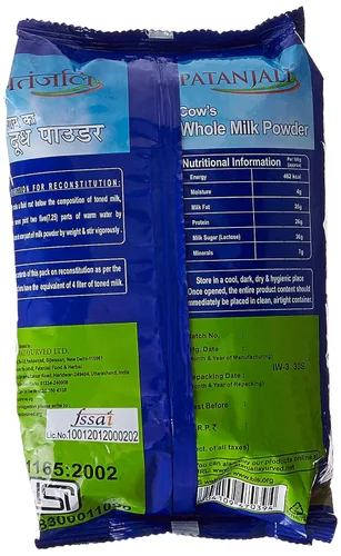 Vista 2 de Patanjali Leche entera de vaca en polvo 100% pura 500gm