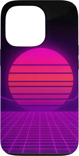 Vista 10 de Funda con diseño estético para iPhone 16 Retrowave Synthwave de los años 80 y 90