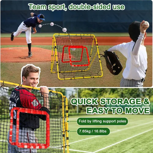 Vista 22 de BaseGoal Baseball Rebounder Net with Pitching Target,Easy Adjustable Angles Multi-Sport Training Rebound Screen, multi-angle pitch back; Strike