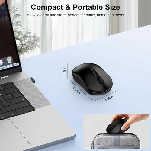 Vista 6 de Ratón inalámbrico para computadora portátil, 2.4 GHz, mouse inalámbrico para computadora, oficina, hogar, con receptor USB A para HP Dell Lenovo