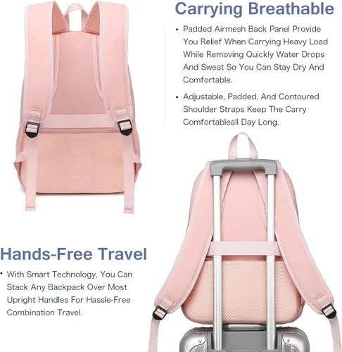 Vista 4 de Mochila para laptop Boavan para hombres (Negro, 15.6), Rosa(Amour Pink), Elegante