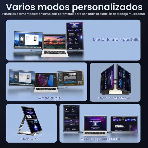 Vista 3 de Extensor de pantalla para laptop de 15.6", extensor de monitor de portátil Negro medianoche
