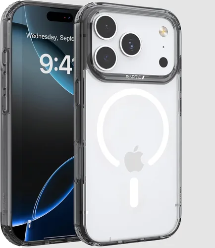 Vista 26 de RAPTIC Shield para iPhone 13 Pro, funda protectora transparente a prueba de golpes, prueba de caídas militares de 10 pies, marco de aluminio