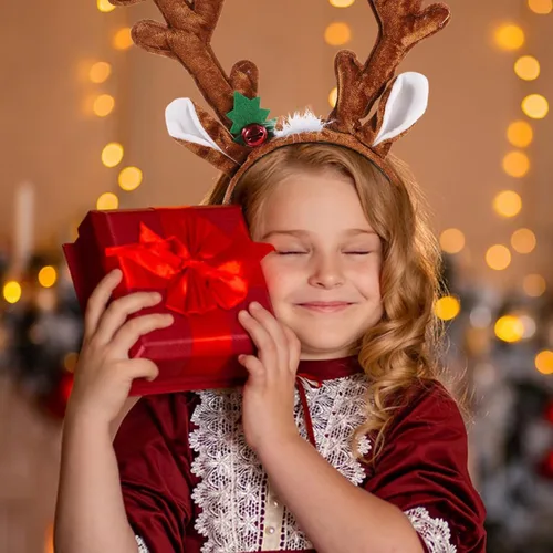 Vista 9 de TOYMYTOY Diadema de Navidad con cuernos de reno, aro para el pelo para fiesta de Navidad