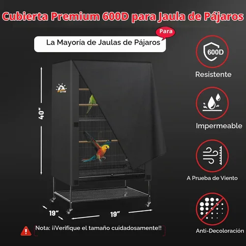 Vista 3 de Zettum Funda para jaula de pájaros, 600D para jaula de pájaros para noche, resistente e impermeable, resistente a la decoloración, accesorio
