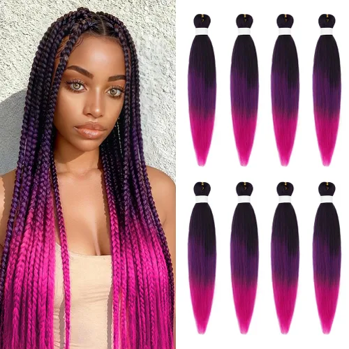 Vista 107 de 8 paquetes de extensiones preestiradas - 16 pulgadas de cabello trenzado premium, 55G/paquete, sin picazón, fijación en agua caliente, textura Perm