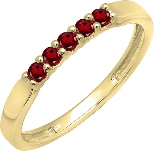 Vista 82 de Dazzlingrock Collection Anillo de boda redondo de 5 piedras preciosas o diamantes para mujer en oro macizo de 10 K/14 K/18 K