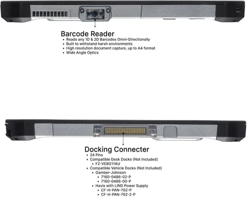 Vista 4 de Toughbook Panasonic G1, FZ-G1 MK5, tableta resistente, Intel Core i5-7300U, 8 GB de RAM, 256 GB SSD, código de barras 2D, 4G LTE, Windows 11 Pro