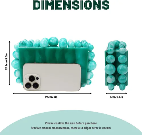 Vista 3 de Fecialy Acrylic Clutch Purse for Women Marble Handbags Pearl Evening Bag Beads Square Cross Body Bag for Wedding Party
