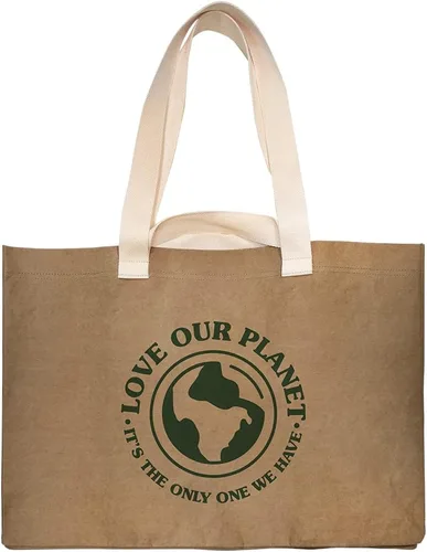 Vista 11 de Reusable Grocery Bag – Large Sustainable Washable Paper Tote with Reinforced Seams. Foldable and Durable.