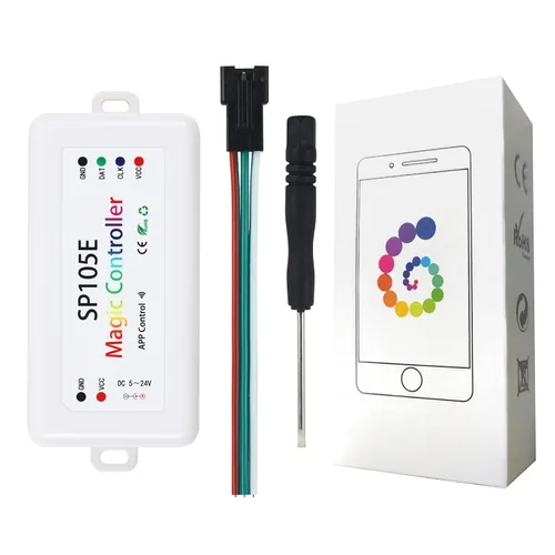 Vista 8 de VIPMOON Controlador Bluetooth inalámbrico SP105E, controlador de luz LED DC5V ~ 24V WS2812B controlador para WS2811 WS2812B SK6812 LED tira pixel