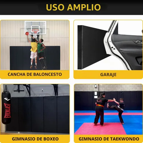Vista 5 de Acolchado de pared para gimnasio, protector de pared para cancha de baloncesto, almohadillas protectoras extraíbles de 2 pulgadas de grosor de alta