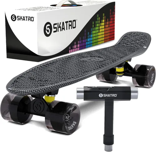 Vista 14 de Skatro - Monopatín modelo mini cruiser. Tablero de plástico de estilo retro de 22 x 6 pulgadas.Viene completo.