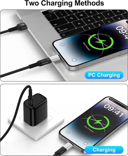 Vista 4 de Adaptador USB C a Lightning, paquete de 4, carga rápida y sincronización de datos, convertidor USB-C hembra a Lightning macho para iPhone 14 13 12