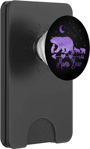 Vista 7 de Agarre y soporte para teléfonos y tabletas, diseño de oso de la Mamá y tres cubitos sobre PopSockets negro, Negro