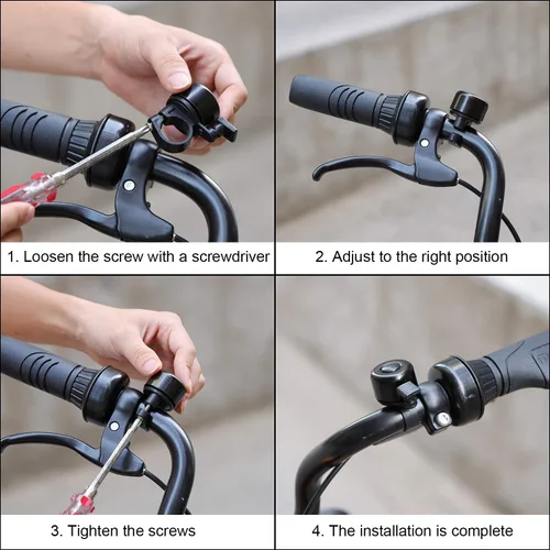Vista 4 de Campanas de bicicleta de aleación de aluminio, 4 paquetes de campanas de bicicleta mejoradas para niños y adultos, sonido fuerte, largo y nítido