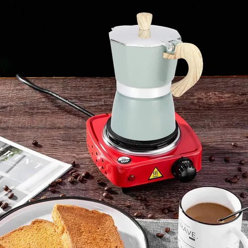 Vista 6 de Cafetera espresso para estufa, taza de café expreso de 3/6, portátil, de aluminio, cafetera italiana, estufa superior, cafetera percoladora