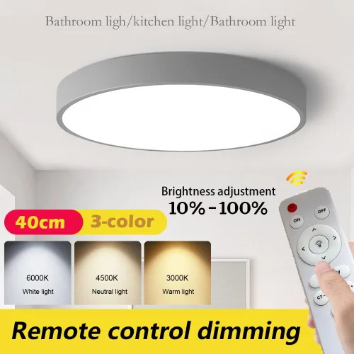 Vista 4 de Led Ceiling Lamp - Remote Control Light Fixture, Grey, 16" 24w Flush Mount, Suitable for Bedroom, Hallway, Balcony, Office, Bathroom - 3000k-6000k