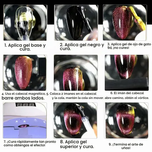 Vista 7 de NAILGIL Cat Eye Gel Nail Polish, Hema Free 9D Cat Eye Gel Polish -SetA 9D Set-A Galaxy