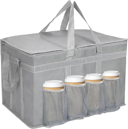 Vista 8 de Bolsas enfriadoras plegables con aislamiento y cierre de cremallera, reutilizables para mantener la comida caliente o fría