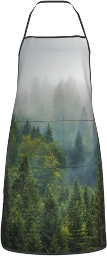 Vista 10 de Delantal fresco del bosque, delantales de cocina para hombres y mujeres, delantal de cocina delantal de chef delantal de jardín ajustable con 2