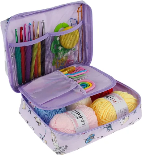 Vista 12 de Abizarch Kit de 59 piezas de ganchos de ganchillo para principiantes adultos, kit de inicio de tejer para adultos con mango ergonómico de agarre