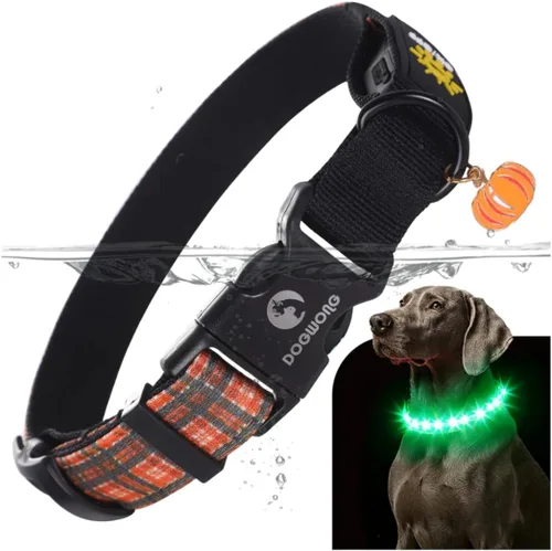 Vista 13 de DOGWONG Collar de perro con luz LED para Halloween, recargable e impermeable, collares de perro iluminados para otoño para caminar por la noche