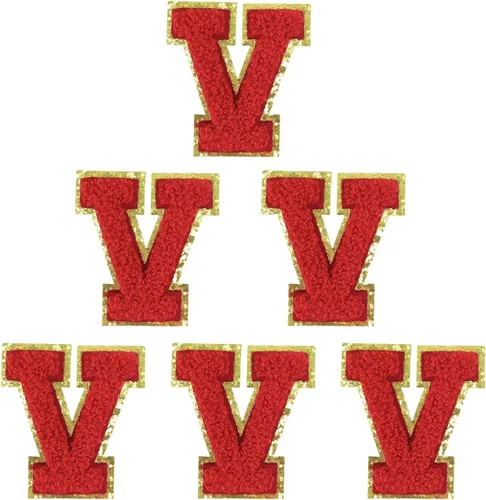 Vista 10 de 6 parches de letras de felpilla autoadhesivas de 2 pulgadas, parches de letras universitarias de la A a la Z, parche de reparación bordado