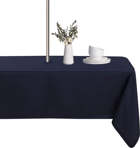 Vista 26 de LUSHVIDA Mantel cuadrado para exteriores con agujero para sombrilla y cremallera, 54 x 54 pulgadas, color negro, lavable, impermeable, a prueba