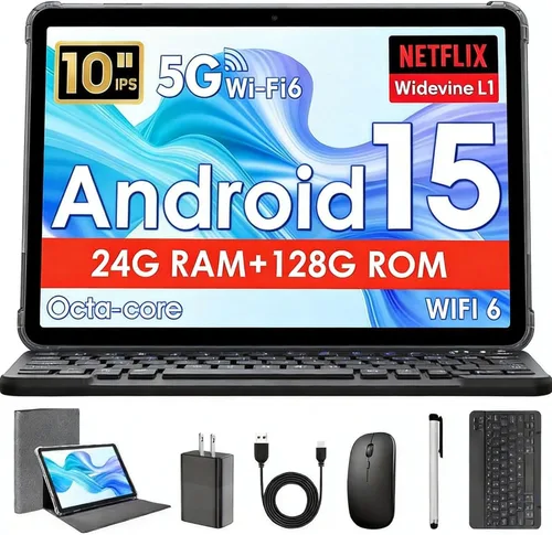 Vista 7 de Tablets Clearance 2026, mini portátil con teclado, portátil barato pequeño 2 en 1, tableta Android 2 en 1, 10 pulgadas, 24 GB de RAM+128 GB de ROM