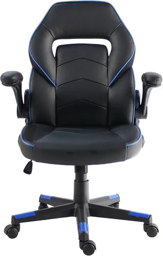 Vista 3 de NuSparc SpawnSafe - Silla para videojuegos, altura ajustable, reposabrazos abatibles, giro de 360°, negro/azul